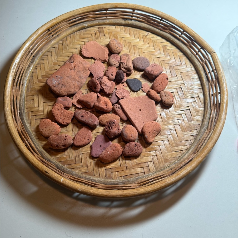 Personally collected broken and smoothed brick in the ocean in Washington State